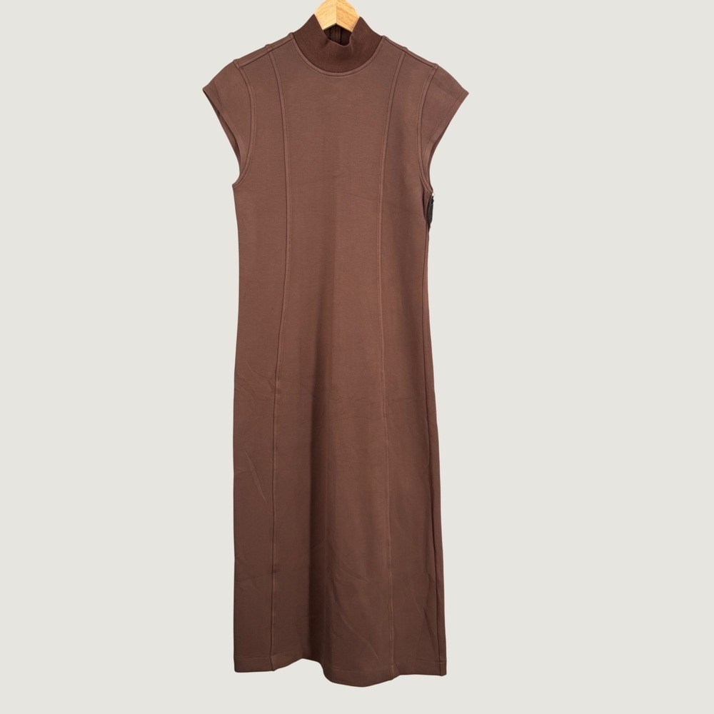 Varley Taunton Maxi Dress Size Small Chestnut Brown Mock Neck Cap Sleeve New